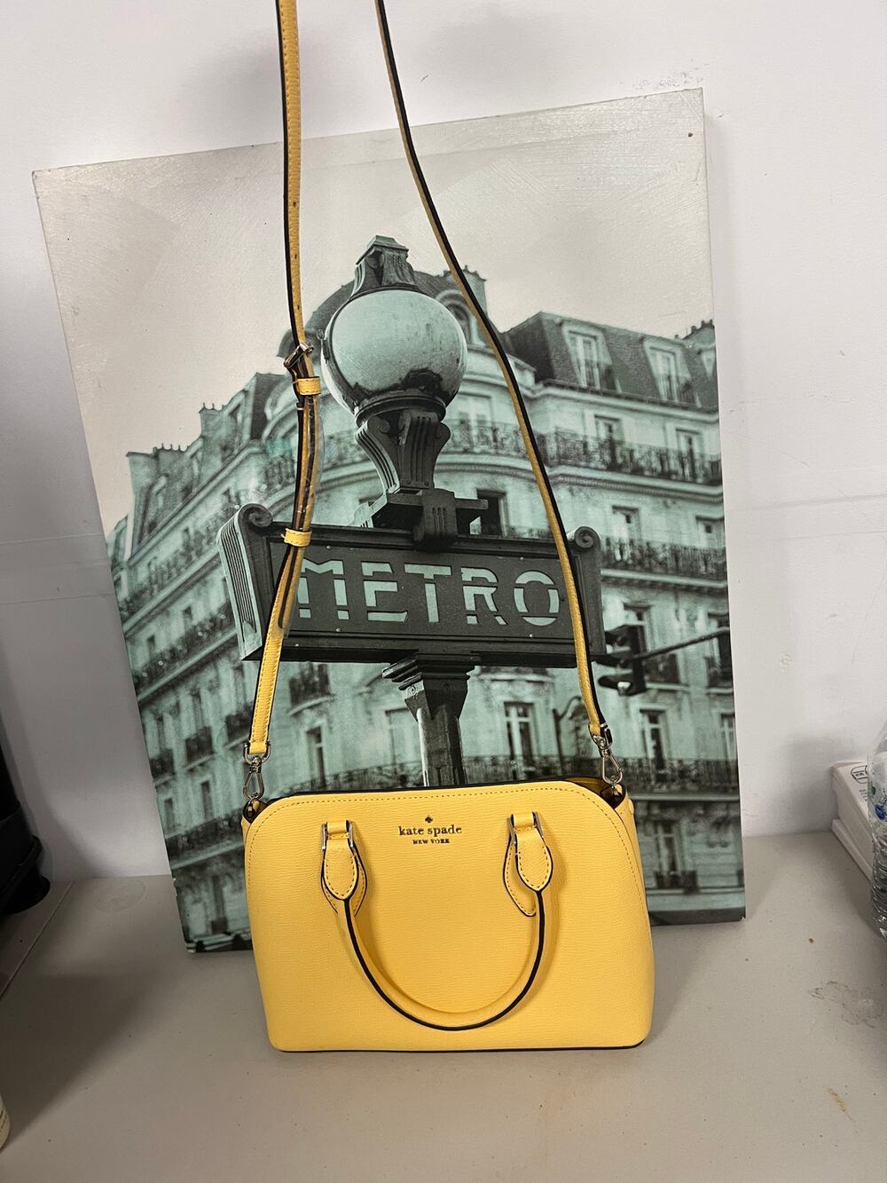 Kate Spade WKR00438 Small Dome Satchel, Daybreak Yellow Leather Crossbody Bag
